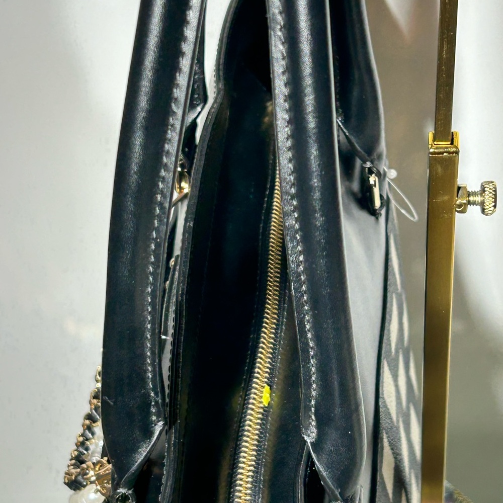 Kate Spade Black & White Checkered Pebbled Leather Tote Bag 17” x10.5” x 5” NWOT - Picture 6 of 16